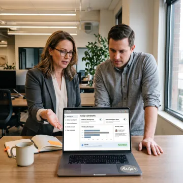 HR professional reviewing employee care benefits