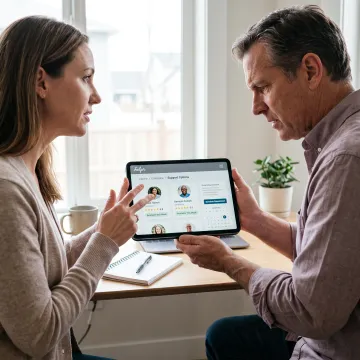 Care coordinator speaking with an adult family caregiver