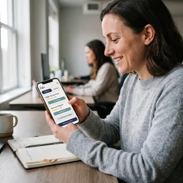 Employee reviewing care benefit options