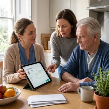 Family discussing in-home senior care options