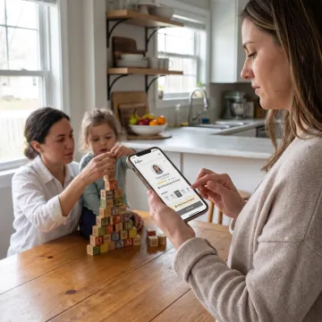 Parent and child with trusted caregiver