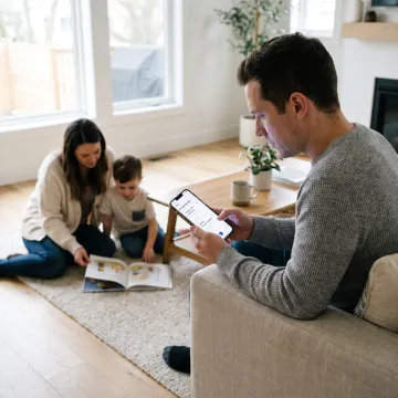 Parent using a childcare benefits app
