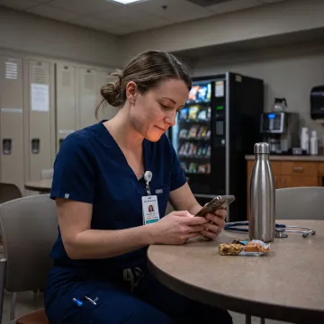 Nurse arranging family care on a phone