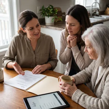 Care specialist meeting with a family