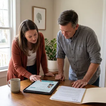 Care specialist helping a family review elder care options