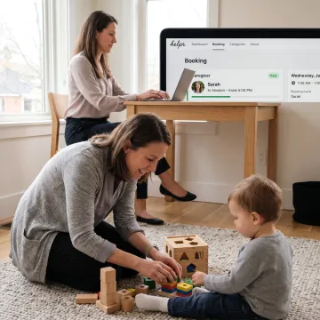 Working parent using childcare support at home