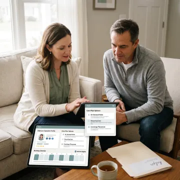 Care specialist speaking with a family caregiver