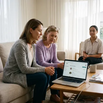 Family discussing flexible respite care options