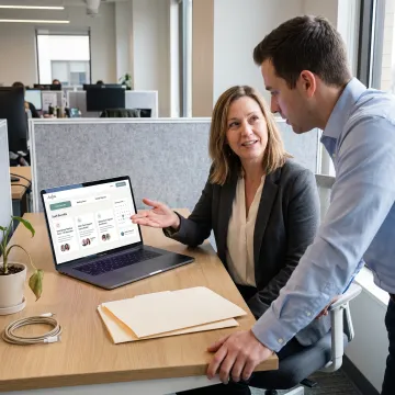 Employee reviewing family care support options