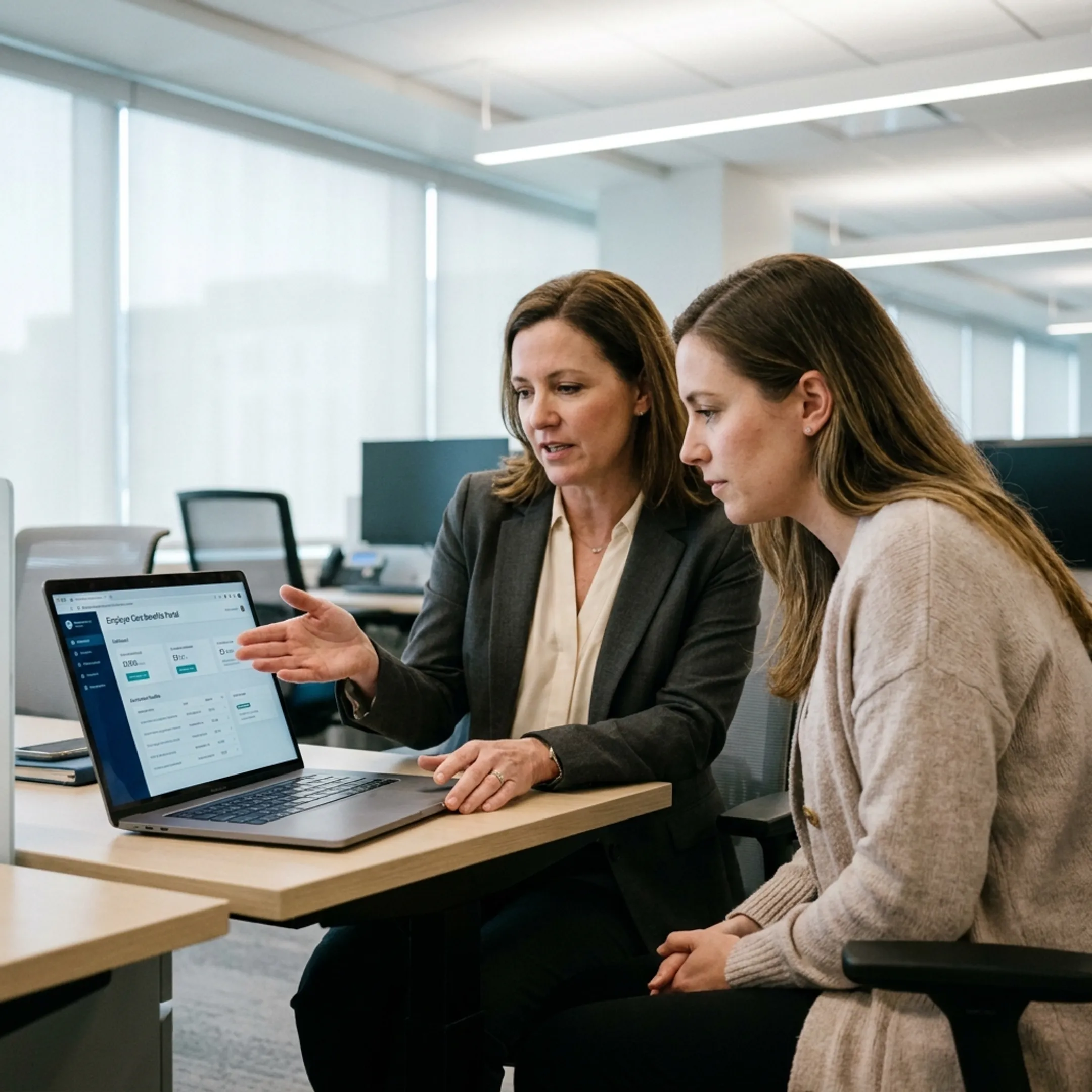 HR leader discussing maternity concierge and employee family care benefits