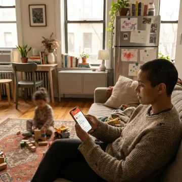 Parent booking trusted childcare on a mobile app