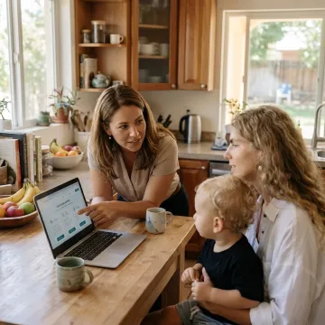 Care specialist helping a family plan home care