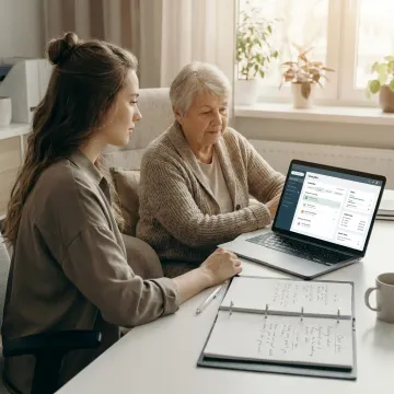 Care coordinator helping arrange senior care support