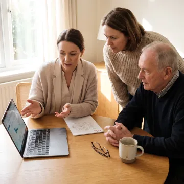 Care advisor helping a family review senior care options