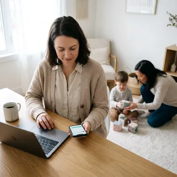 Family booking childcare through a care app