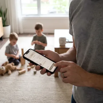 Parent booking emergency babysitting on a phone