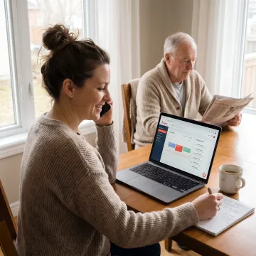 Care coordinator helping arrange senior home care
