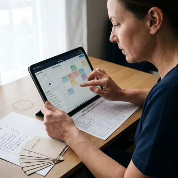 Care specialist planning elder care support