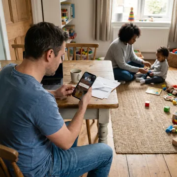 Parent using a childcare stipend app