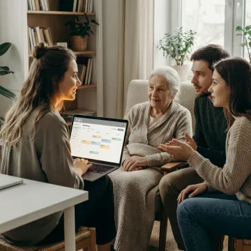 Care specialist coordinating in-home care support