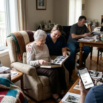 Caregiver assisting an older adult at home