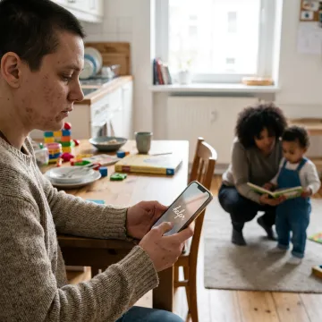 Parent using childcare benefits app