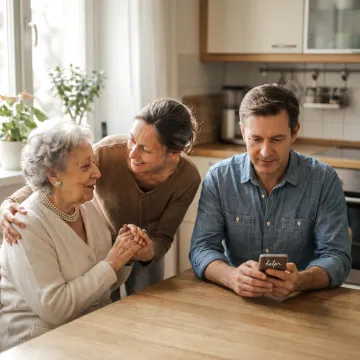 Caregiver helping an older adult at home