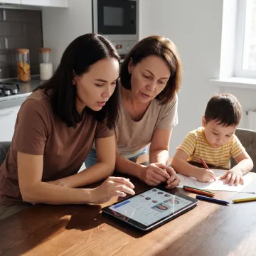 Parent reviewing childcare options