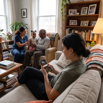 Employee reviewing international family care options