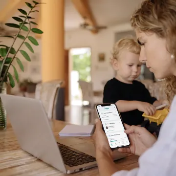 Employee reviewing child care subsidy options on a mobile app