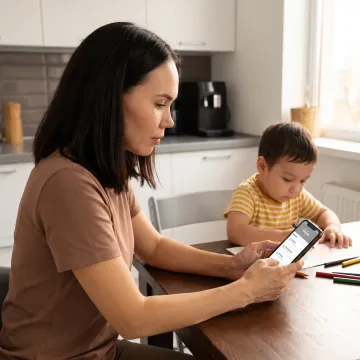Parent using a childcare benefits app