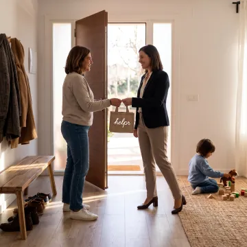 Working parent and child receiving supportive care