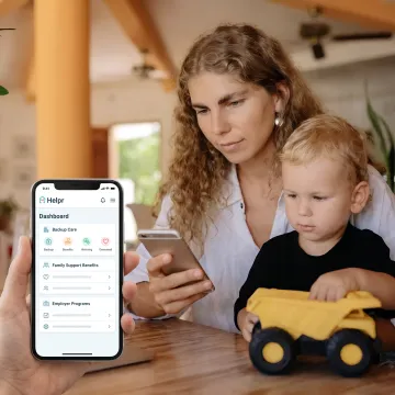 Employee using a family care benefits app