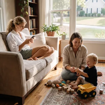 Parent and child using flexible childcare support