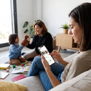 Working parent receiving family care support