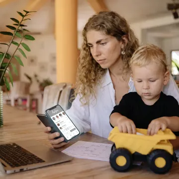 Working parent planning child care at home