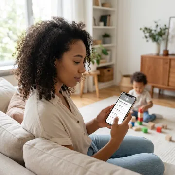 Employee using a family care benefits app