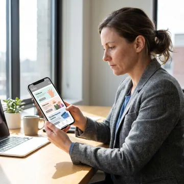 Employee reviewing family care options on a phone