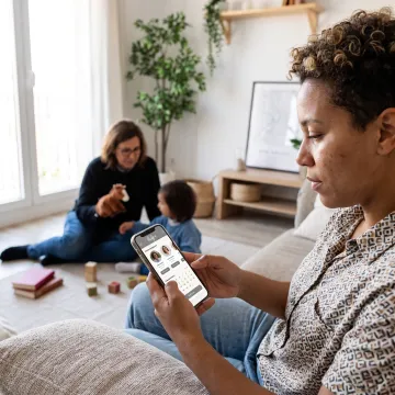 Working parent using family care support