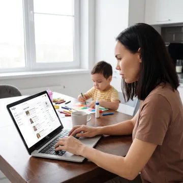 Employee reviewing childcare care options