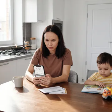 Parent managing childcare payments on a phone