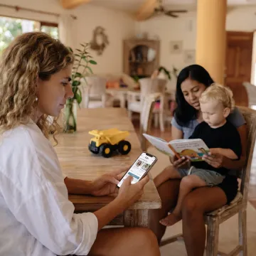 Parent using a care benefits app