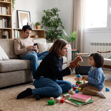 Working parent receiving caregiver support