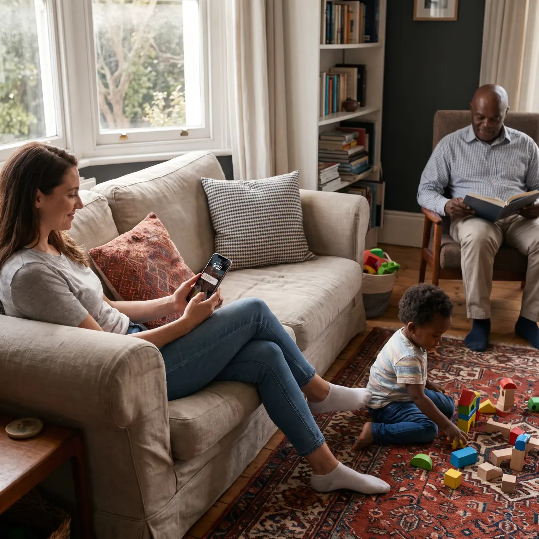 Employee using a family care benefits app