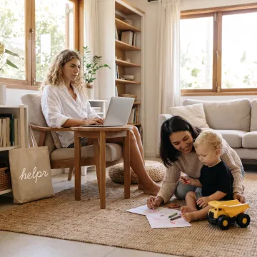 Working parent supported by an interim caregiver