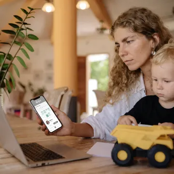 Employee using a family care benefits app