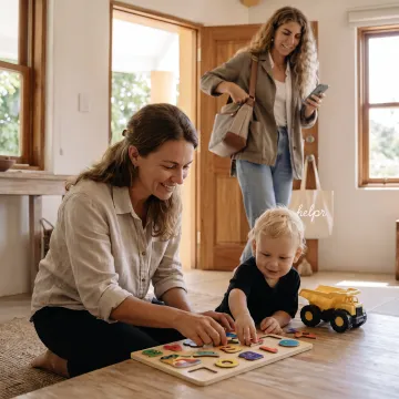 Caregiver helping a family with everyday care
