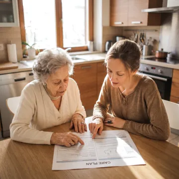 Family member supporting an older adult at home