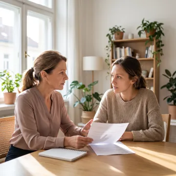 Care professional speaking with a family caregiver