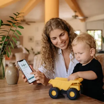 Parent and child using a flexible childcare service